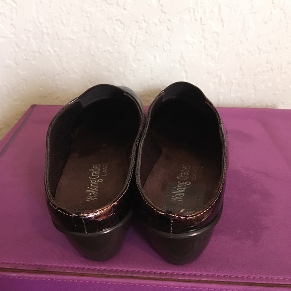 Cradles Classic Women’s Walking Leather Mules 7.5 N Brown Crocodile  1” Heel - Picture 3 of 8